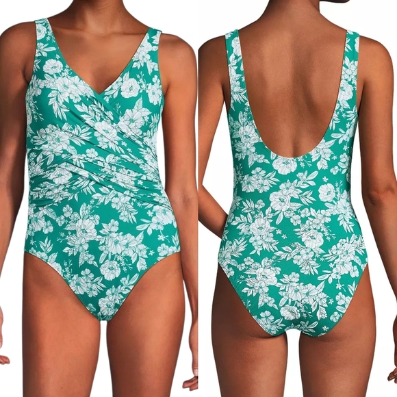 NEW Lands End Swim SlenderSuit Belted Sweetheart One Piece Bathing suit - Picture 16 of 16